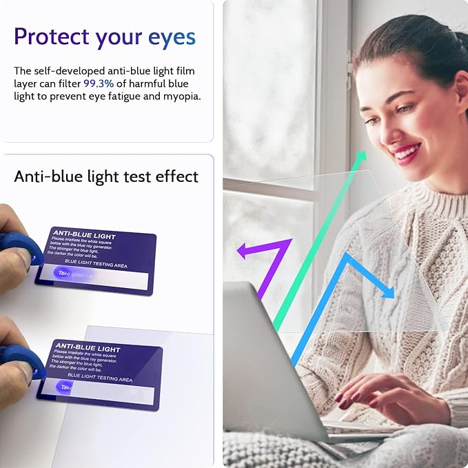 Peslv 3 Pcs Anti Blue Light Screen Protector for Laptop 13.4"/13.3" 16:10, 13In Computer Monitor Glare Filter UV Blocker Shield Cover Eye Protection Film