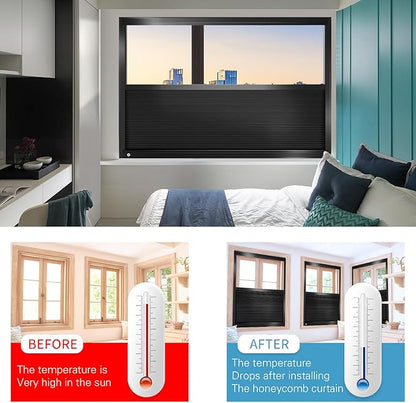 LEXEN Smart Bottom Up Honeycomb Shades - WiFi Enabled Motorized Cellular Blinds Compatible with Alexa/Google Home Easy Install Blackout Honeycomb Blinds with Aluminum Frame Customize Size-White