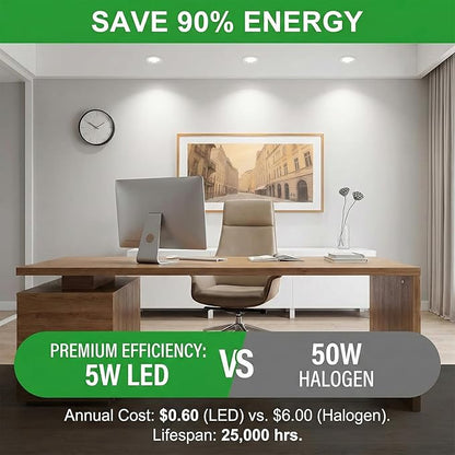 MR16 LED Bulbs 5W, 12V Low Voltage GU5.3 LED Spotlight Bulb, Non-dimmable, 450Lm, 120° Flood Beam Angle, for Landscape, Recessed, Track Lighting, Pack of 6 (3000K)
