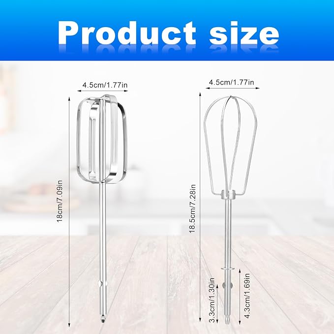 4pcs Hand Mixer Beaters Attachment for MX600B MX3200B MX600R MX1500W MX610B | Stainless Steel Hand Mixer Beaters Attachments Whisk Replacement for MX Series Electric Hand Mixers for Cooking and Baking