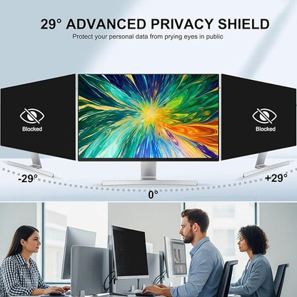 [2-Pack] 23 Inch Reusable Nano Bezel Anti-Glare Computer Privacy Screen for Monitor, 16:9 Aspect Ratio, Residue-Free Removable Anti-Spy Filter, Eye Protection Anti-Blue Light Desktop Security Shield