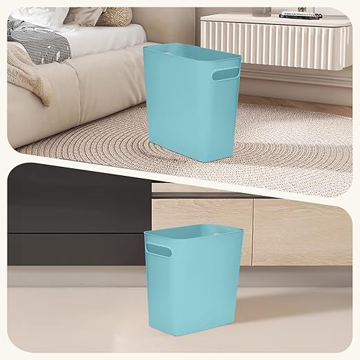 Versatile 1.8 Gallon Plastic Trash Can - The Compact Bin for Bathroom, Kitchen, or Home Office - Green