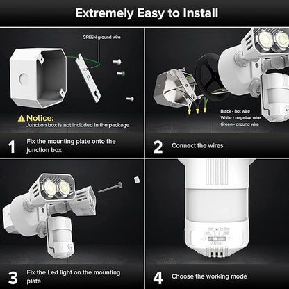 SANSI 28W 3500LM Motion Sensor Outdoor Lights, Flood Lights Outdoor Motion Sensor Security Lights Detector with 4 Mode 350W Equiv 5000K, IP65 Waterproof for Soffit, Garage, Yard (White) Hardwired