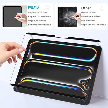 Peslv 2 Pack Magnetic Paperfilm for iPad Pro 11 Inch M4/M5 [2024/2025 5th/6th Gen], Feel Like Writing Drawing On Paper, Matte Removable Anti Glare Fingerprint Screen Protector Blue Light Filter