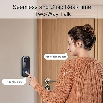 TKMARS Doorbell Camera Wireless No Subscription Video Doorbell, Real-time Intercom, 4.5” Screen, 120° Viewing Angle, No APP, No WiFi