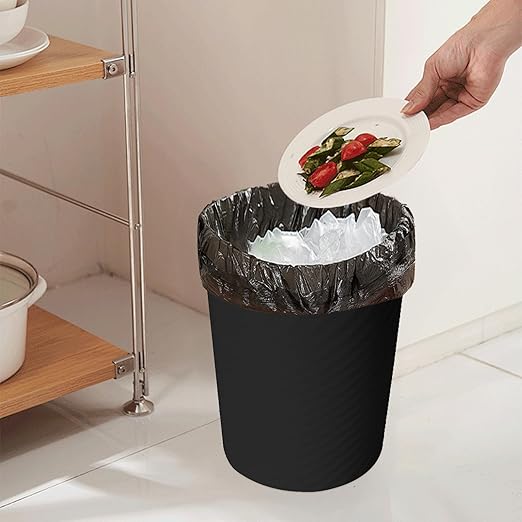 Small Plastic Trash Can - 1.8 Gallon - Black - Wastebasket Garbage Can Container