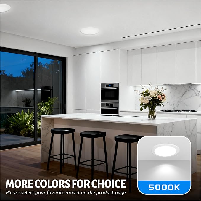 ECOELER 10 Pack 6" LED Disk Light, Dimmable Flush Mount Ceiling Downlight, 16.5W 1000Lm, 5000K Daylight, LED Disc Light Installs into J-Box or Recessed Can, ETL & FCC Listed