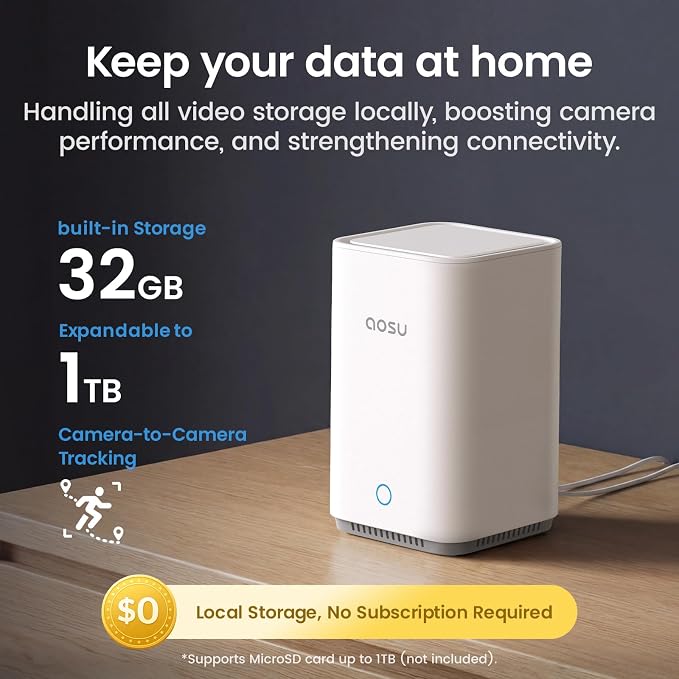 aosu T2 Ultra 4K Camera for Home Security, 2 Cam Kit,TrueColor Night Vision | No Subscription Needed, 4K UHD Truecolor Night Vision, Radar+PIR+AI Triple Detection, 32GB Local Storage Expandable up to 1TB