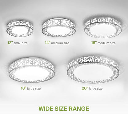 ASD 14 Inch LED Flush Mount Ceiling Light Fixture for Bedroom, 24W 1534LM 5CCT 2700K-5000K, Triac Dimmable Lights, Dining, Living Room, Kitchen Lamps, Modern Home Lighting Fixtures, Nickel, ETL