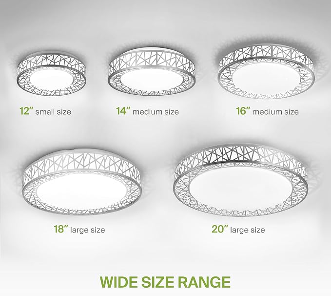 ASD 14 Inch LED Flush Mount Ceiling Light Fixture for Bedroom, 24W 1534LM 5CCT 2700K-5000K, Dimmable Lights, Dining, Living Room, Kitchen Lamps, Modern Home Lighting Fixtures, Nickel, ETL, 4 Pack