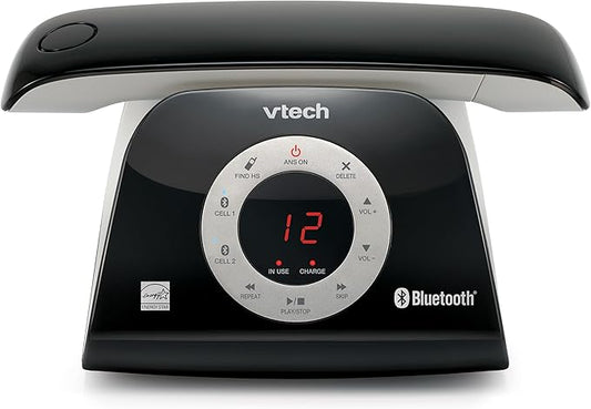 VTech VS122 DECT 6.0 Retro Design Cordless Phone with Answering System, Smart Call Blocker and Bluetooth Connect to Cell Full-Duplex Speakerphone Landline Phone for Home Office