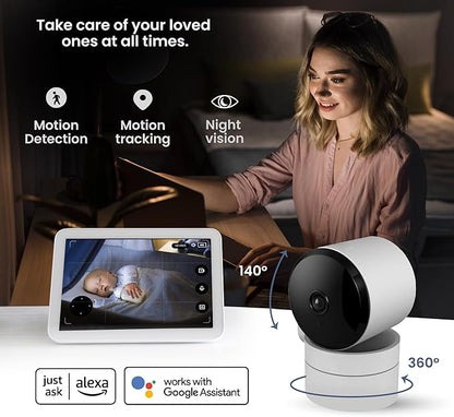 VTA+ 2K Indoor WiFi Security Camera - Motion Detection, Night Vision, Privacy Mode, Alexa/Google Compatible, Two-Way Audio, Dual-Band, 355° Rotation