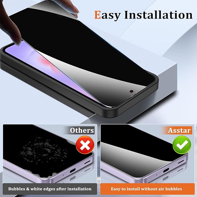 Asstar [2 Pack Privacy Screen Protector for Samsung Galaxy A37 5G, 9H Tempered Glass Privacy Samsung Galaxy A37 5G Privacy Screen Protector,Anti-Scratch Case Friendly Easy Install Accessories
