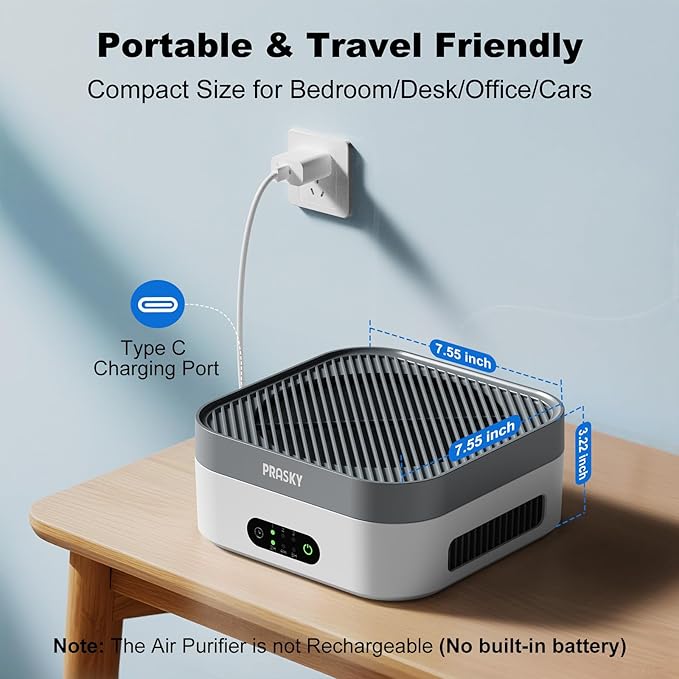 Air Purifiers for Home, H13 True HEPA Filter Captures Smoke Odor Pet Dander, Portable Quiet Car Air Purifier for RV/Desk/Bedroom/Office, Covers up to 600 Ft², Timer - 2 Filter