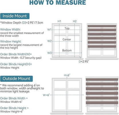 Interior Window Shades, Smart Dual Layer Light Filtering Blinds Compatible with Alexa & Google Home, Customized Size Cordless Electric Window Shades, (Brown, 70% Blackout)