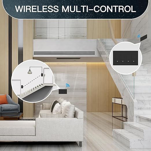MOES 2nd Generation WiFi Smart Light Switch, Wall Switch 2.4GHz, Neutral Wire Required, Smart Life APP Remote Control, Compatible with Alexa, No Hub Required, Black 4 Gang