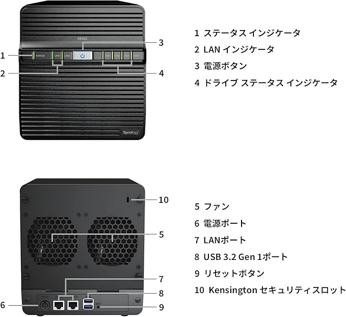 Synology DS423 Family & Business Backup - Secure File Sharing, Photo Vault & Video Surveillance (4-Bay Diskless NAS)