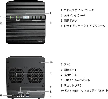 Synology DS423 Family & Business Backup - Secure File Sharing, Photo Vault & Video Surveillance (4-Bay Diskless NAS)