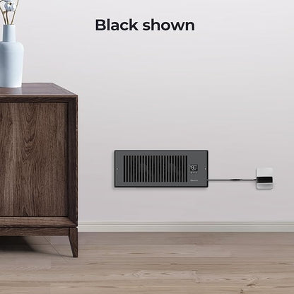 BIOWIND Quiet Register Booster Fan Fits 4" x 12" Register Holes, 10-Speed Smart Heating Cooling AC Vent Fan with Remote Control and Thermostat Control - Black