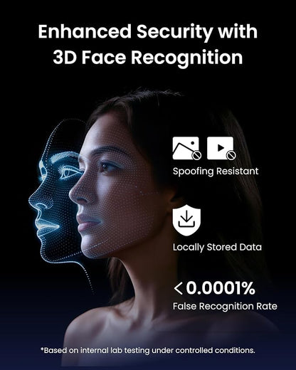 SwitchBot Lock Vision, 3D Face Recognition Smart Lock, Hands-Free Keyless Entry Deadbolt, DualPower 12-Month Battery, WiFi No Hub Required, Matter Over WiFi, Works with Apple Home, Alexa, Google