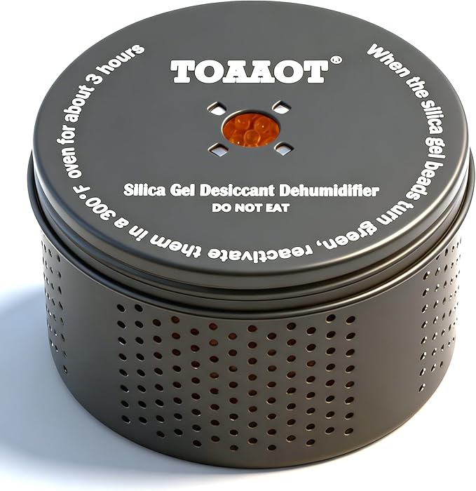 Gun Safe Dehumidifier, Moisture Absorber, 200g Small Silica Gel Desiccant Canister for Gun Cabinets & Safes, Aluminum Shell, Reusable