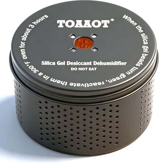 Gun Safe Dehumidifier, Moisture Absorber, 200g Small Silica Gel Desiccant Canister for Gun Cabinets & Safes, Aluminum Shell, Reusable