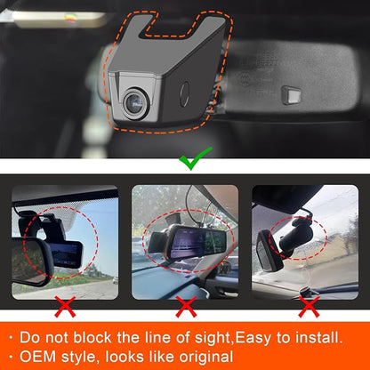 Mangoal Front 4K & Rear 1080p Dash Cam fit for GMC Sierra Select 1500 2014-2021 Select 2500/3500 2015-2023(Model E), NO Vehicle Sensor Cover, 2160P Video, WiFi & APP, 128GB Card