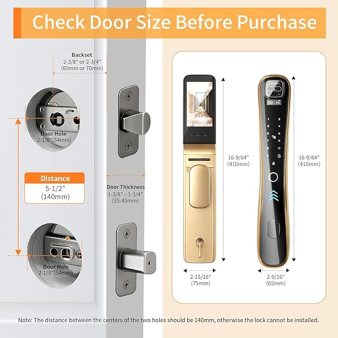 EIYSIE Video Smart Lock with Camera & Doorbell, 8-in-1 WiFi Keypad Deadbolt