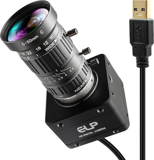 12MP USB 3.0 Camera,4K@30fps 1080P@230fps High Frame Rate UVC Camera, 5-50mm 10X Manual Zoom Lens,Wide Application for Industrial,Security,3D Printer,Compatible with Windows Linux Mac Android