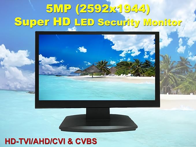 1stPV 21.5" SuperHD 5MP/2592x1944 16:9 Professional Security Monitor, 1 HDMI, 2 BNC Inputs(HD-TVI/AHD/CVI/CVBS) & 2 BNC Outputs, working with 5MP security cameras directly in addition to DVR/NVR & PC