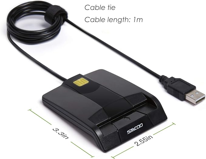 SAICOO smart Card Reader DOD Military USB Common Access CAC Card Reader, Compatible with Mac OS, Win (Horizontal Version)