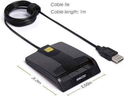 SAICOO smart Card Reader DOD Military USB Common Access CAC Card Reader, Compatible with Mac OS, Win (Horizontal Version)