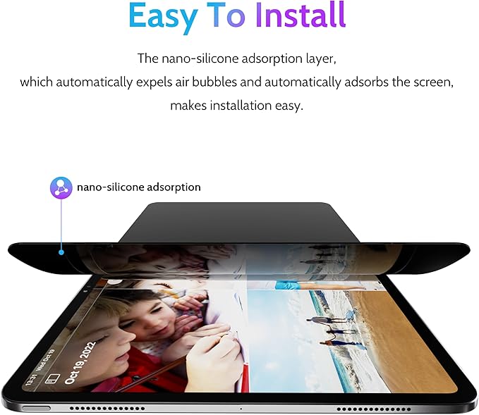 Peslv Privacy Screen Protector for iPad Pro 11 Inch M4/M5 [2024/2025 5/6th Gen], Anti Glare Blue Light Spy Filter Private Cover, High Sensitive Bubble-Free Easy Install Black Security Screen