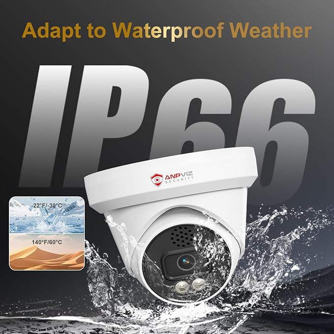 Anpviz 16 Channel NVR PoE Security Camera System with Two Way Audio, AI Human Vehicle Detection, 8x 4K 8MP Wired IP Turret Cameras Outdoor, 16CH 12MP PoE NVR with 4TB HDD, CCTV for Business Home, NDAA