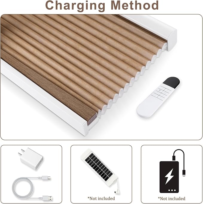 Godark Motorized Light Filtering Cellular Shades Compatible with Alexa/Google Home Electric Blinds Smart Honeycomb Shades for Windows Automatic Blinds with Remote Custom Size-Brown