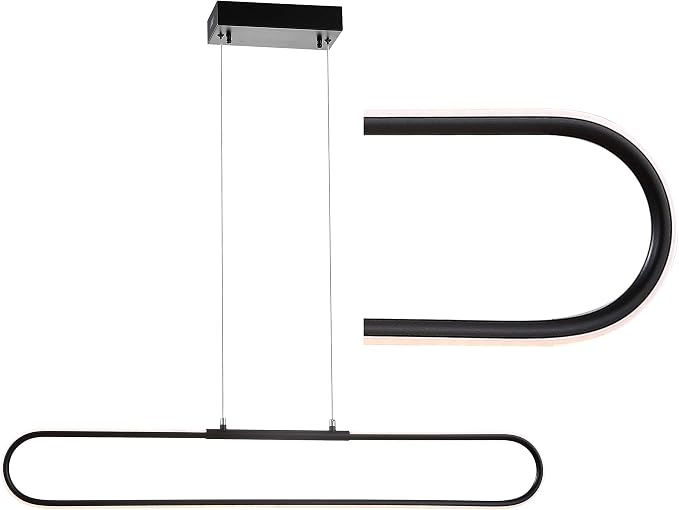JONATHAN Y Ned 39" Integrated LED Linear Pendant Dimmable Metal, Black | Modern Adjustable Height Chandelier, Kitchen Island Light, 3000K, 1690 Lumens, ETL Listed, Cord, Minimalist Decor