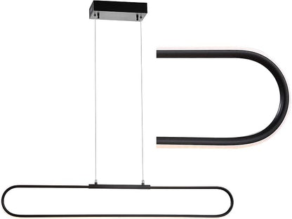 JONATHAN Y Ned 39" Integrated LED Linear Pendant Dimmable Metal, Black | Modern Adjustable Height Chandelier, Kitchen Island Light, 3000K, 1690 Lumens, ETL Listed, Cord, Minimalist Decor