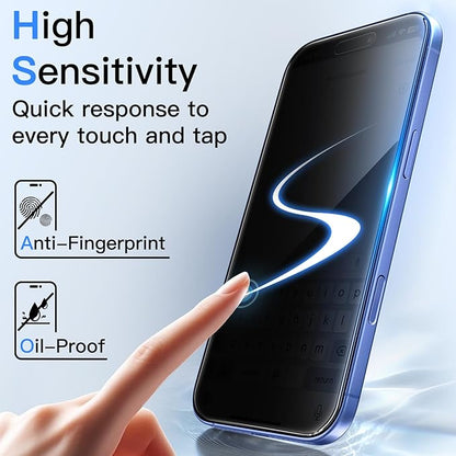 JETech 360 Degree Privacy Screen Protector for iPhone 16 Plus 6.7-Inch, 4-Way Anti-Spy Tempered Glass Film with Easy Installation Tool, 2-Pack