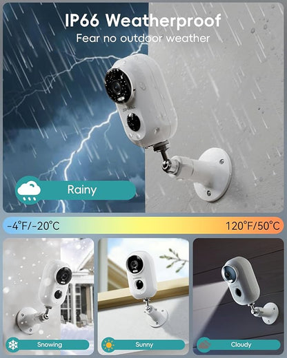 ZUMIMALL Security Cameras Wireless Outdoor, 4 Packs, 2K Cameras for Home Security, Outdoor/Indoor Camera Battery Powered, 2.4G WiFi, Magnetic Mount,3MP Color Night Vision/Siren/PIR/AI/Cloud/Alexa