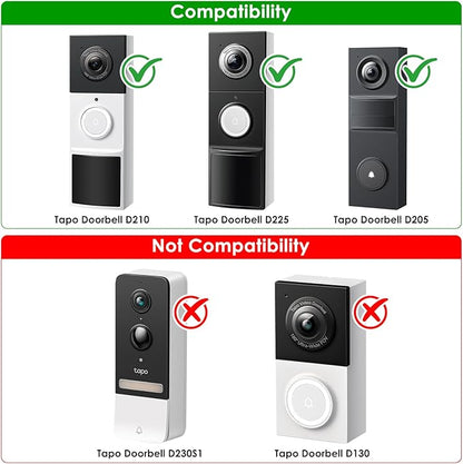Anti-Theft Doorbell Mount for Tapo Doorbell Camera D210/D225, No Drill Video Doorbell Mount Adjustable Mounting Bracket for Tapo D210, Fully Metal Door Camera Mount for Home Apartment Rentals