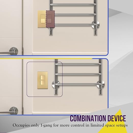 ENERLITES Gold Double Paddle Decorator Single Pole Switch, 15A, 1 Pack