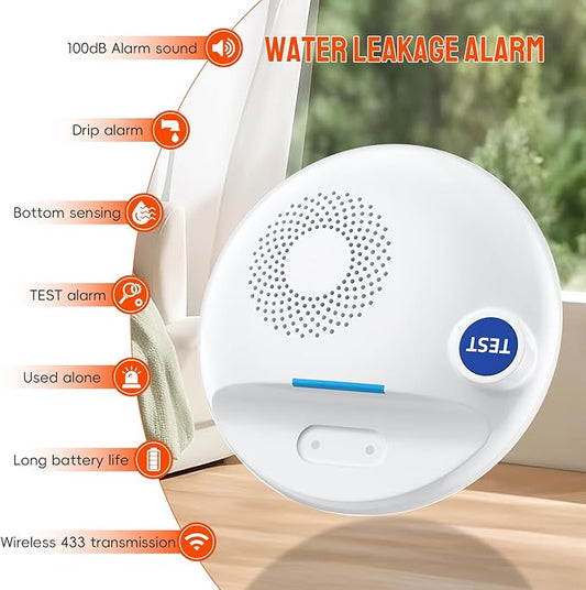 PILSAMAS Wireless Water Leak Detector - Works Standalone or with Smart Hub, Loud Siren Water Leak Sensor and Drip Alarm, IP67 Waterproof, for Home, Basement, Bathroom, Under Sink, Laundry