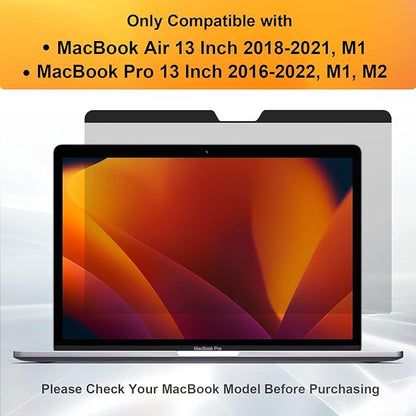 Mamol Magnetic Privacy Screen MacBook Air 13 Inch(2018-2021, M1), Removable Anti Blue Light Glare Filter Screen Protector with Camera Cover for Mac air 13''