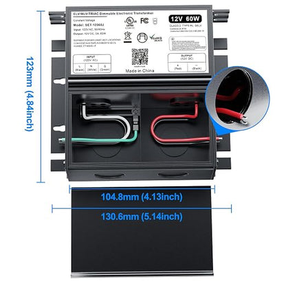 2 Pieces Dimmable LED Driver 60W 12V, Triac/ELV/MLV AC to DC Power Supply for LED Light, Halogen Bulb, LED Transformer Compatible with Lutron & Leviton Dimmer, UL&FCC-Listed