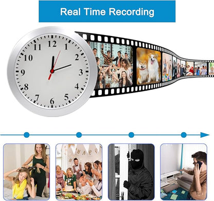 WiFi Security Camera, Hidden Spy Camera Wall Clock, 1080P Indoor Nanny Cam with Motion Detection, Remote Viewing for Home Security