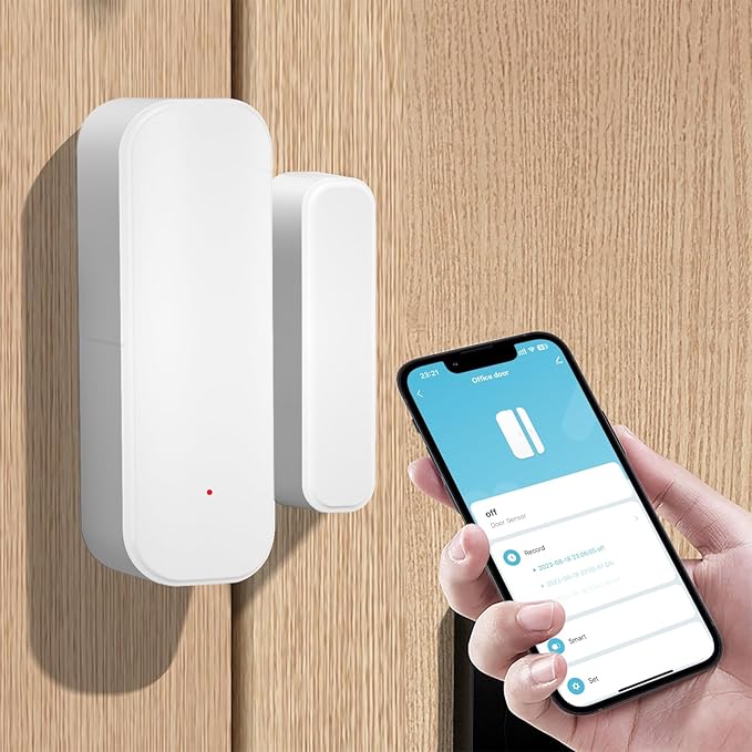 WiFi Door Sensor, Smart Window Door Sensor, Alexa Door Window Contact Sensor for Home Security, Door Open Detector with Alert Notification Compatible with Amazon Alexa, Assistant (1 Pack)