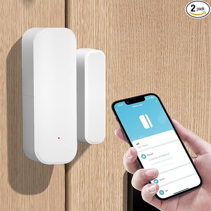 WiFi Door and Window Sensor, Wireless DIY smart Home Security System, Featuring APP Alarm Notifications, in Collaboration with Alexa/Smart Life/Tuya, Suitable for Houses and Apartments, by PHOVOLT