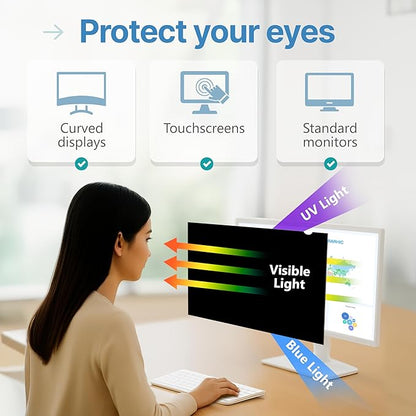 VINTEZ [2 Pack] 27 Inch 16:9 Privacy Screen for Computer Monitor and Laptop - Anti Glare Protector Film Blue Light Filter Eye Protection - Computer Screen Privacy Shield