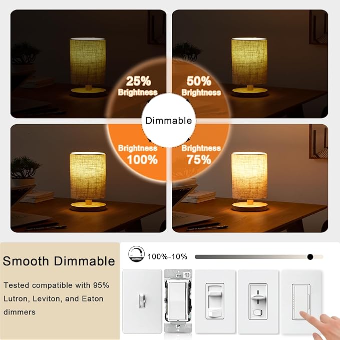 3.2 Inch 2200K Amber White E26 LED Bulb 60 Watt Equal, AC 120V 600LM Edison Bulbs Dimmable, 6W T10 T30 Tubular Filament Light Bulbs Glass for Fan Pendant Wall Light, UL Certified-4 Pack