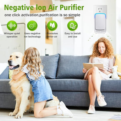 Plug In Air Ionizers for Home 3 Pack,Portable and Quiet Work Negative Ion Air Purifier for Home, Bedroom, Office,Living Room,Pet Room,Small Air Cleaner(3)